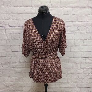 Anthropologie Multicolored Geometric Pattern Blouse Top Size X-Small